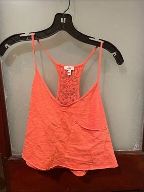 aerie Coral Crochet-Back Camisole Tank